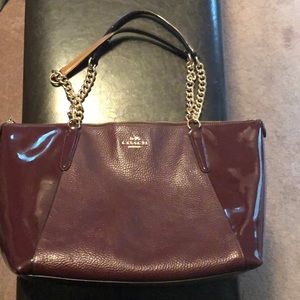 Used Red Leather Coach Bag